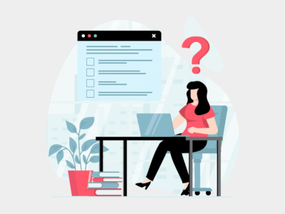 graphical illustration of person puzzled by an application