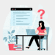 graphical illustration of person puzzled by an application