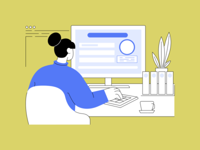 illustration of person completing an online form