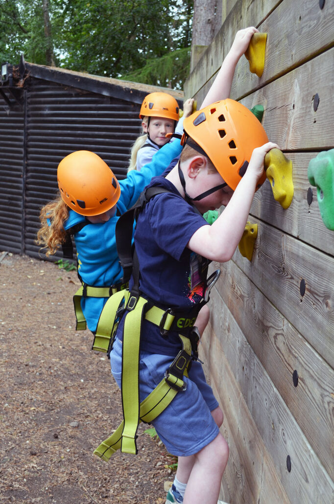 The younger siblings on the climbing wall