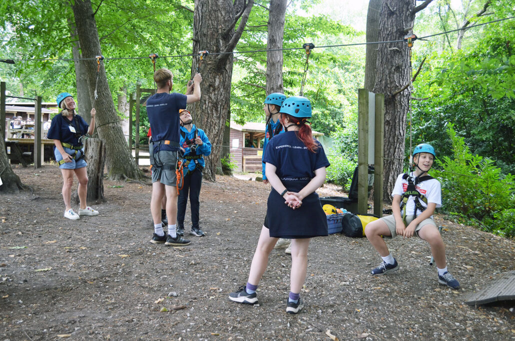Getting ready to ascend the treetop trail