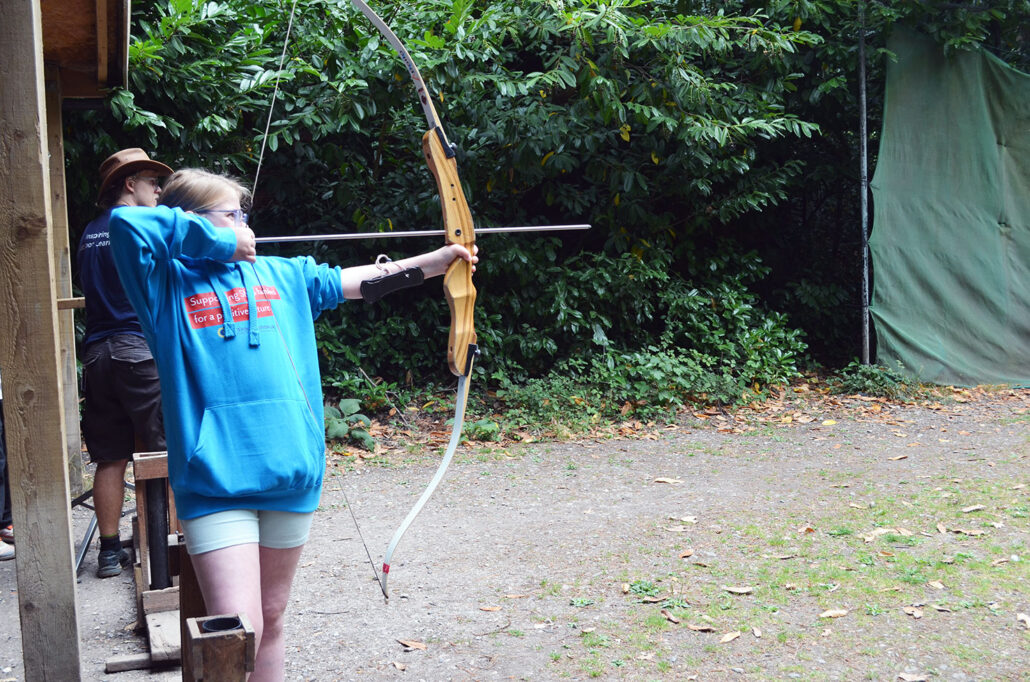 One of our SMS participants on the archery range