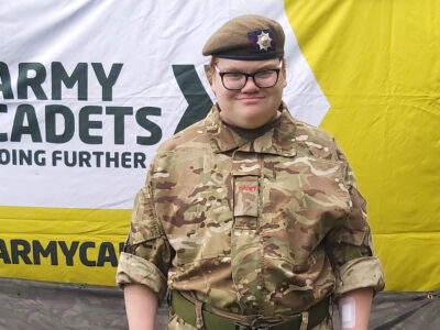 Elizabeth proudly wears her cadet uniform ready for Armed Forces Day