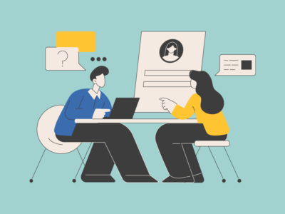illustration of two people in a job assessment