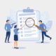 illustration of information clipboard and people looking at it