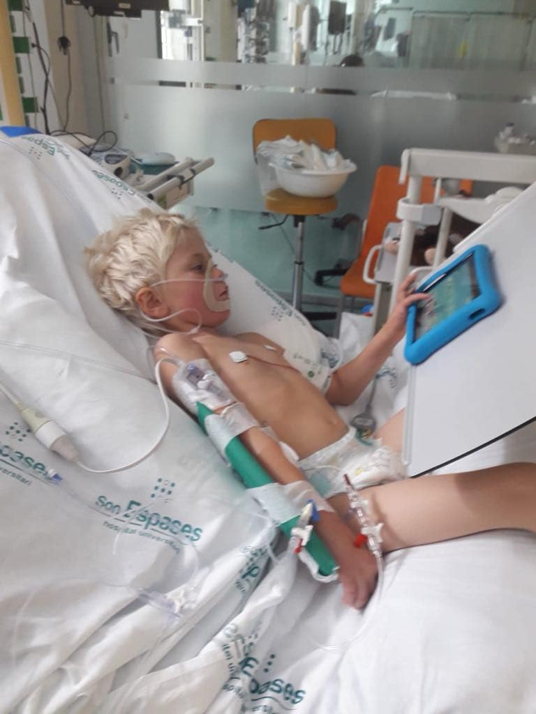 Theo in the ICU ward with pneumonia and collapsed lung