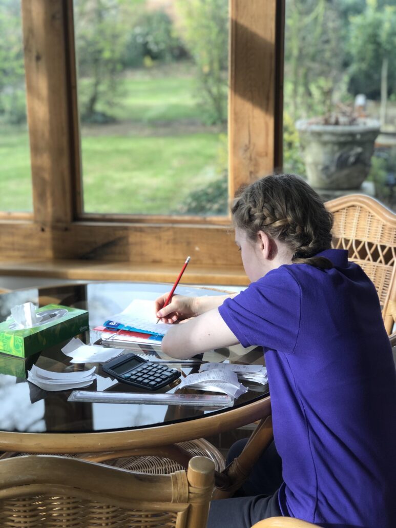 Katherine helping with the bookkeeping