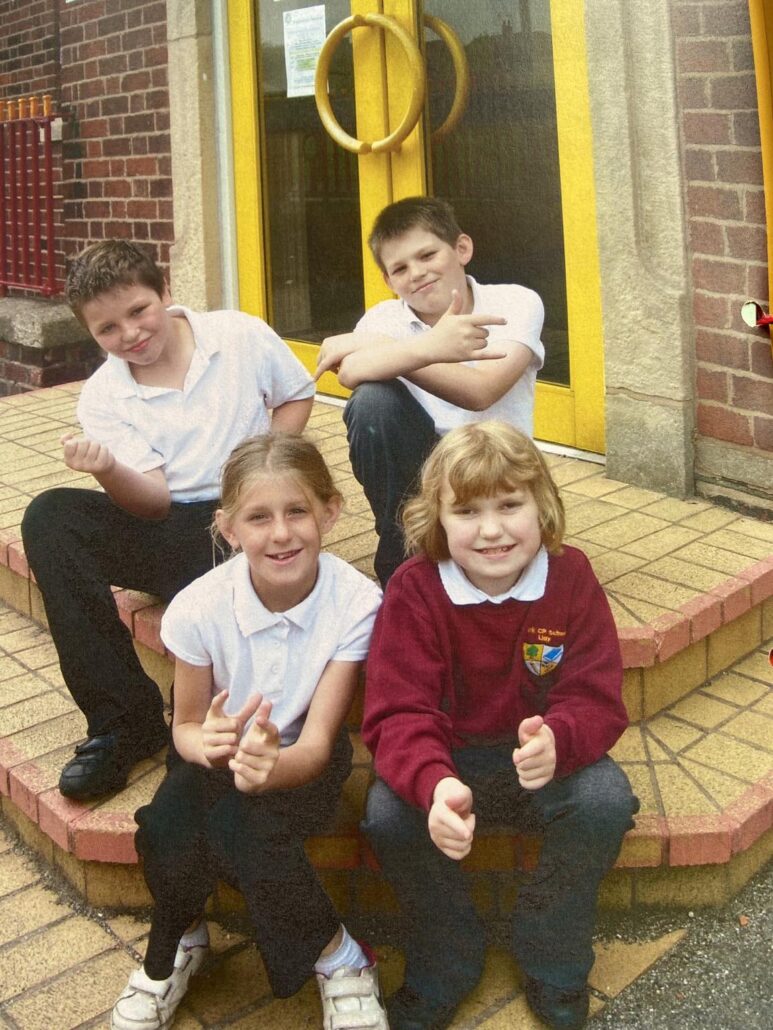 Katherine with her friends at primary school